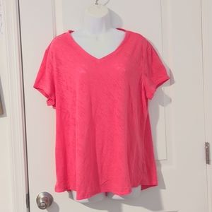 Tek Gear Dry Tech Neom Pink v-neck Tee size XXL